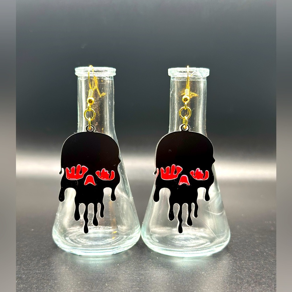 Gothic Skull Drip Earrings - Unique Laser-Cut Halloween Jewelry